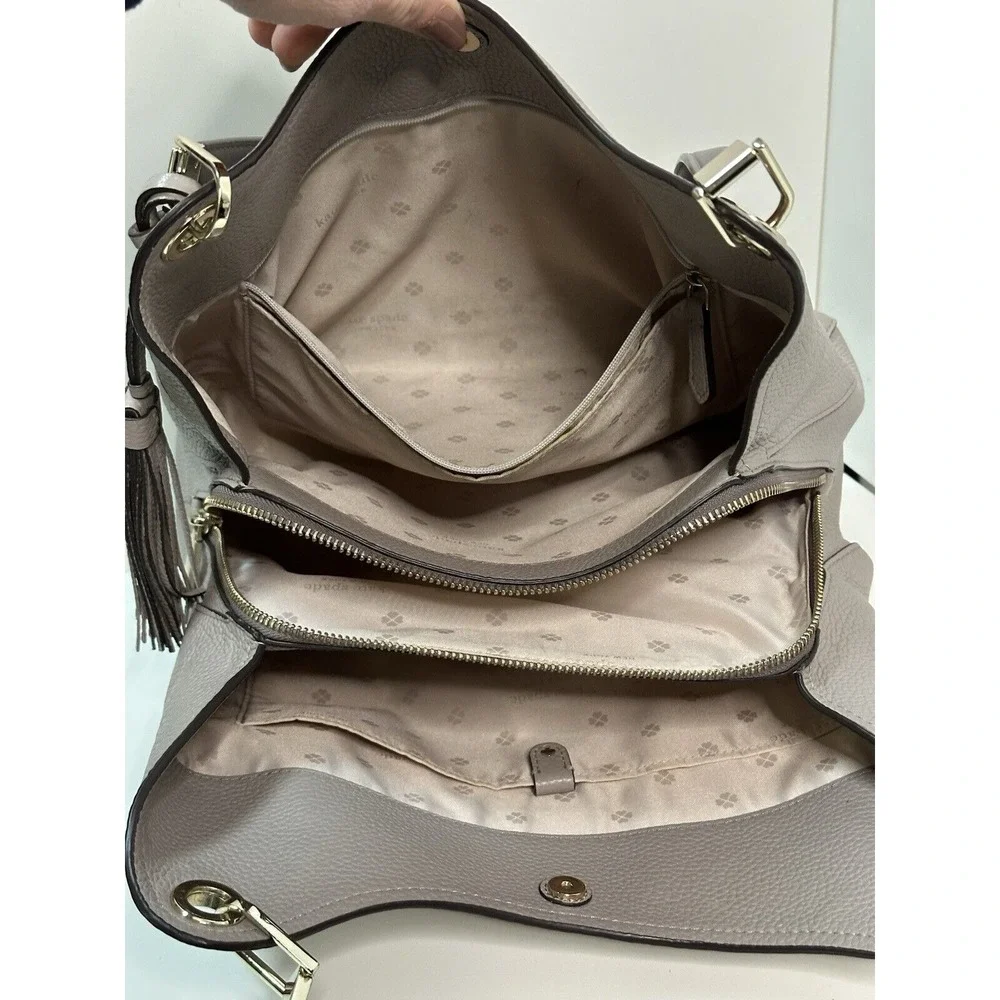 Kate Spade, Large Leather‎ Shoulder Bag Tassel - Taupe